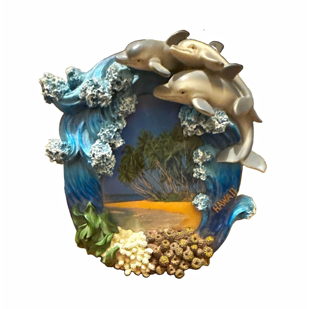 Hawaii Dolphin Ocean Scene Resin Photo Frame 4x4 Freestanding K2294 Coastal